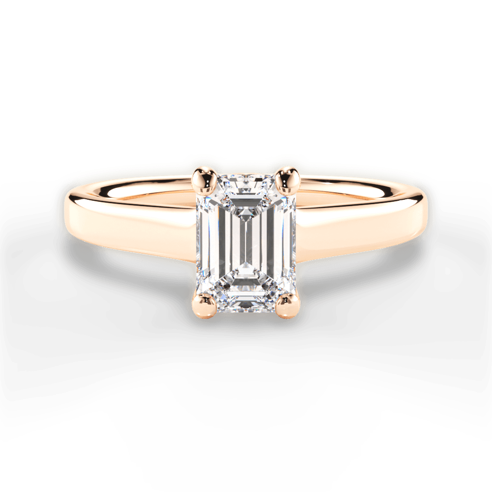 Ariana Emerald Cut Lab Grown Diamond 18Kt Rose Gold Engagement Ring