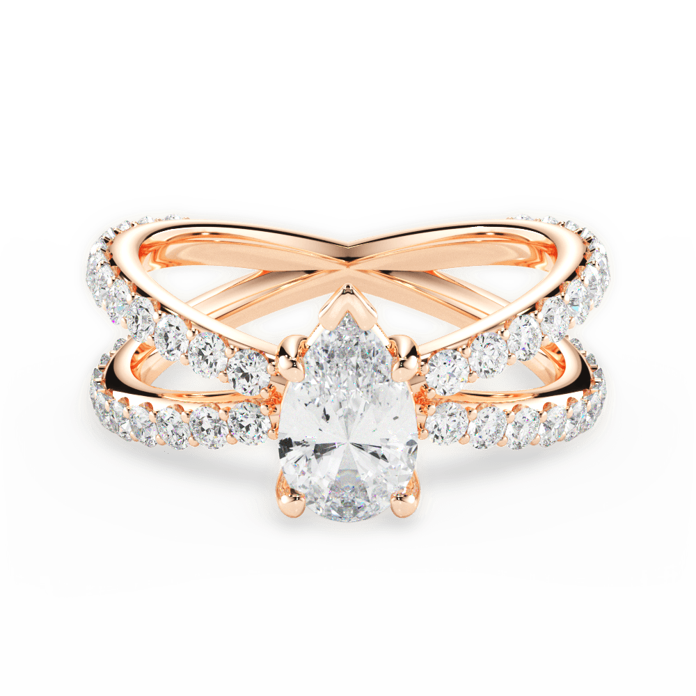 Lauren Pear Cut Lab Grown Diamond 18Kt Rose Gold Engagement Ring