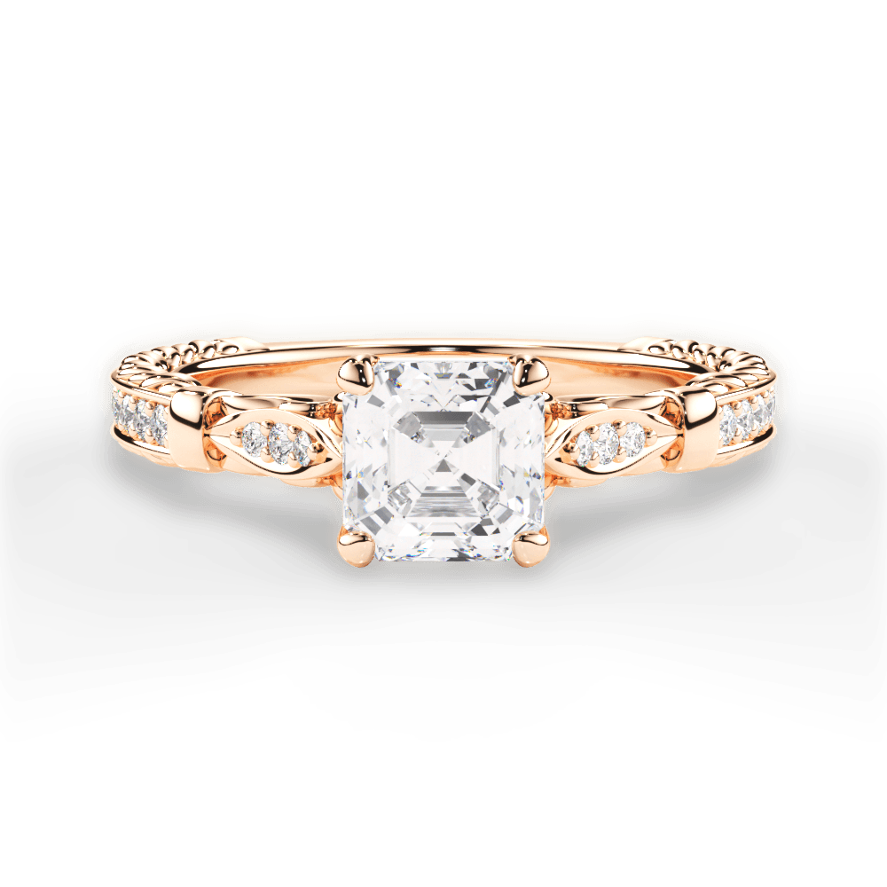 Gabriela Asscher Cut Lab Grown Diamond 18Kt Rose Gold Engagement Ring
