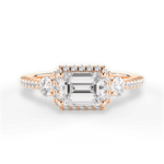 Kara Emerald Cut Lab Grown Diamond 18Kt Rose Gold Engagement Ring
