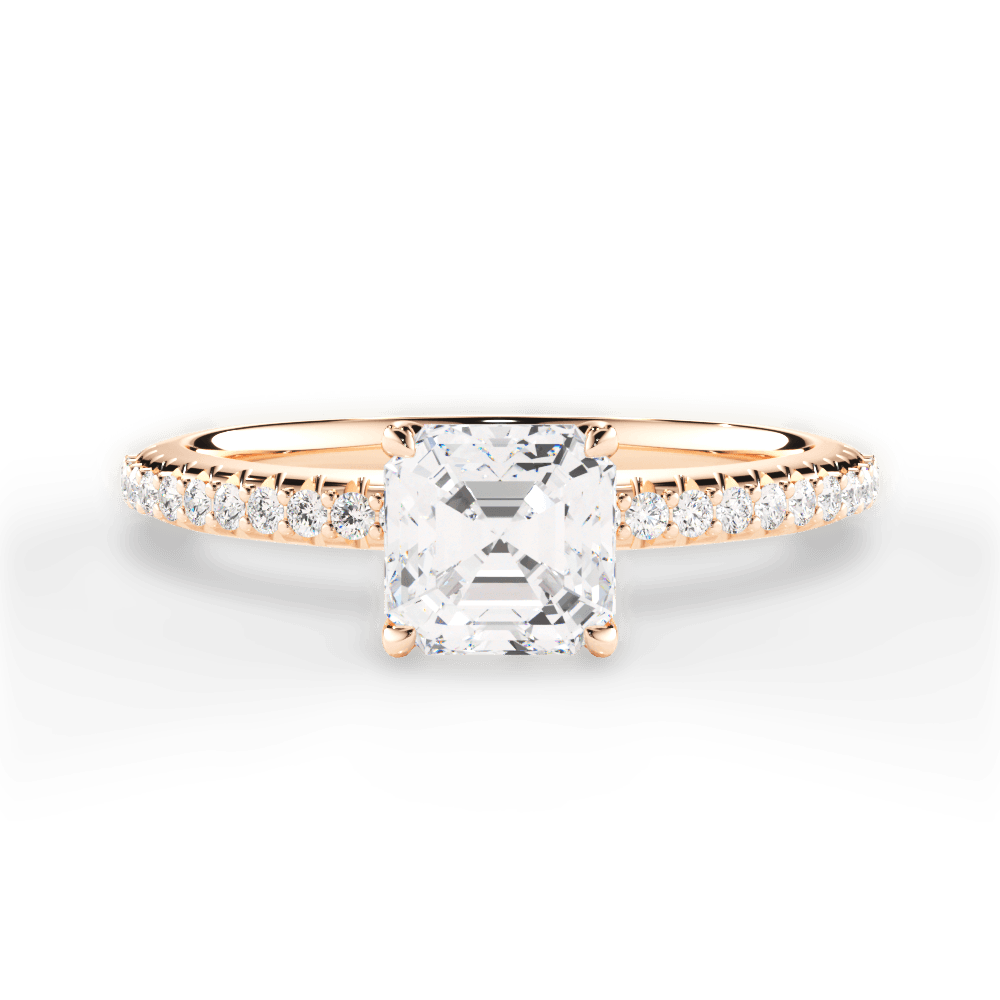 Giselle Asscher Cut Lab Grown Diamond 18Kt Rose Gold Engagement Ring