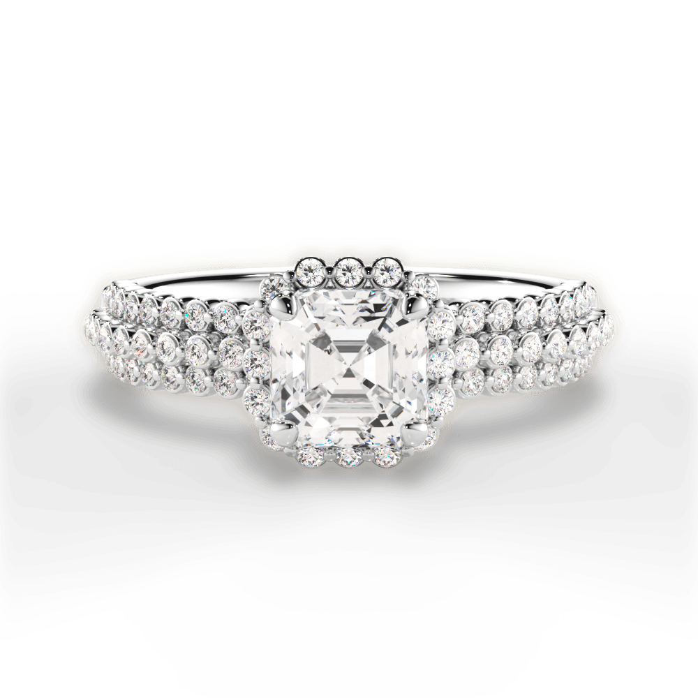 Jocelyn Asscher Cut Lab Grown Diamond 14Kt White Gold Engagement Ring
