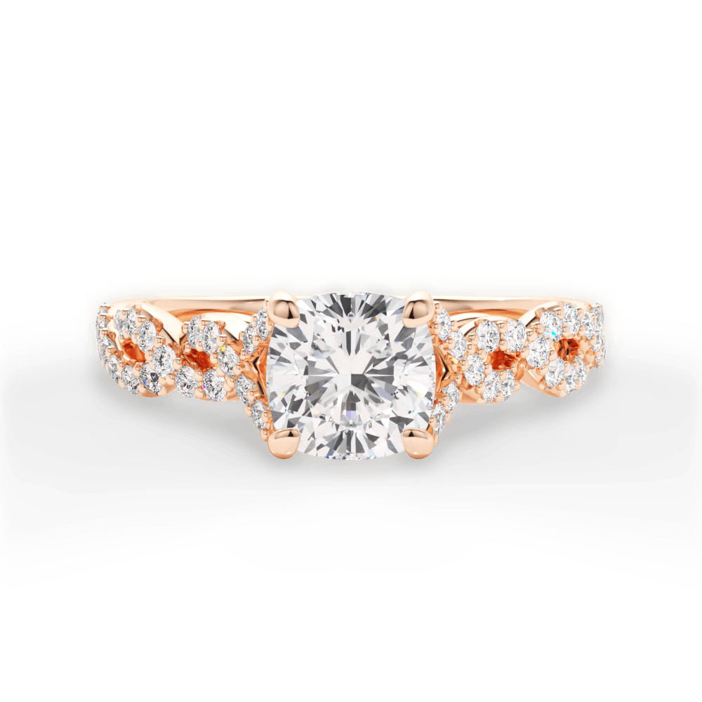 Justine Cushion Cut Lab Grown Diamond 18Kt Rose Gold Engagement Ring