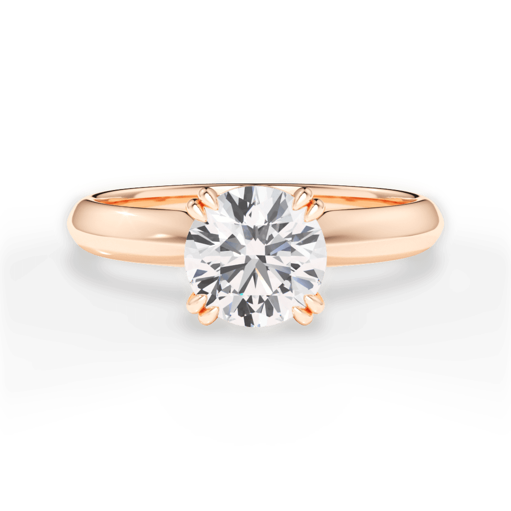 Claudia Round Cut Lab Grown Diamond 18Kt Rose Gold Engagement Ring