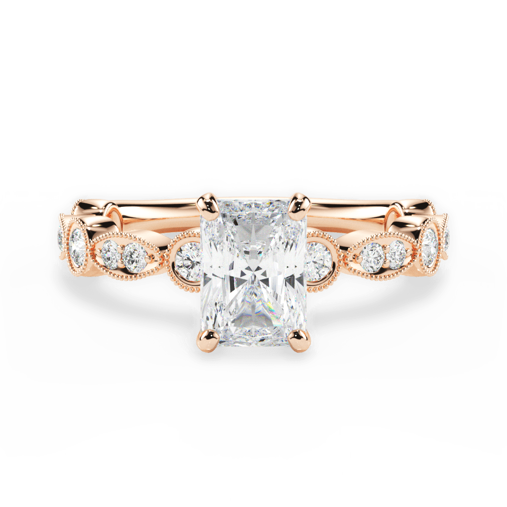 Edith Radiant Cut Lab Grown Diamond 18Kt Rose Gold Engagement Ring