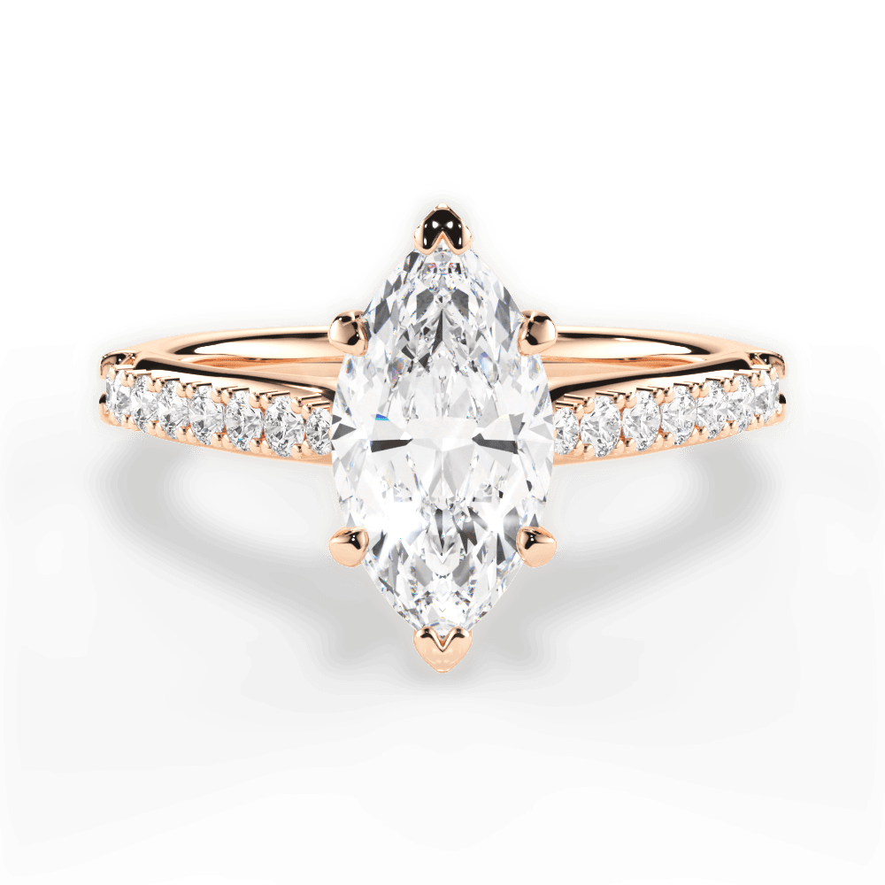 Elizabeth Marquise Cut Lab Grown Diamond 18Kt Rose Gold Engagement Ring