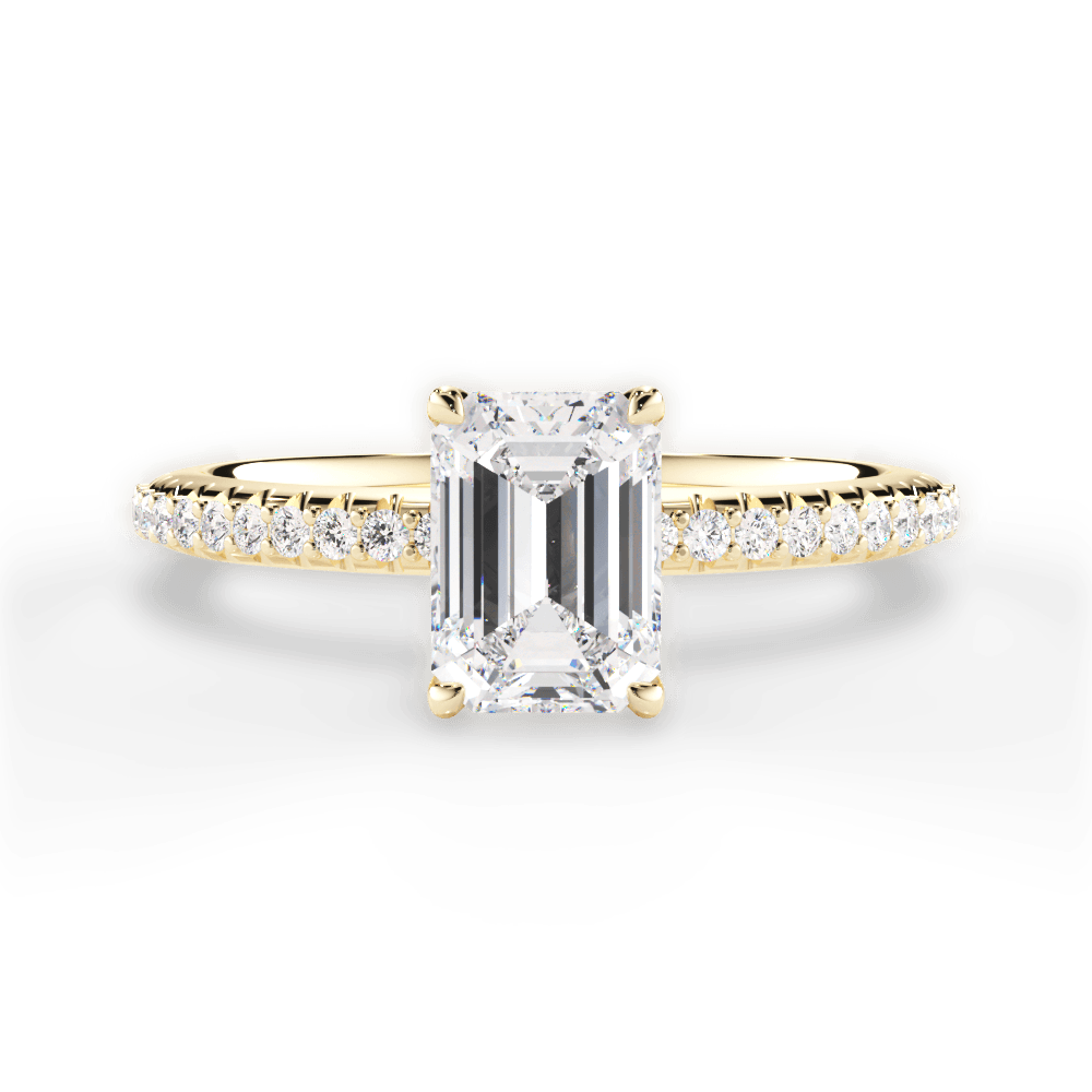 Giselle Emerald Cut Lab Grown Diamond 18Kt Yellow Gold Engagement Ring