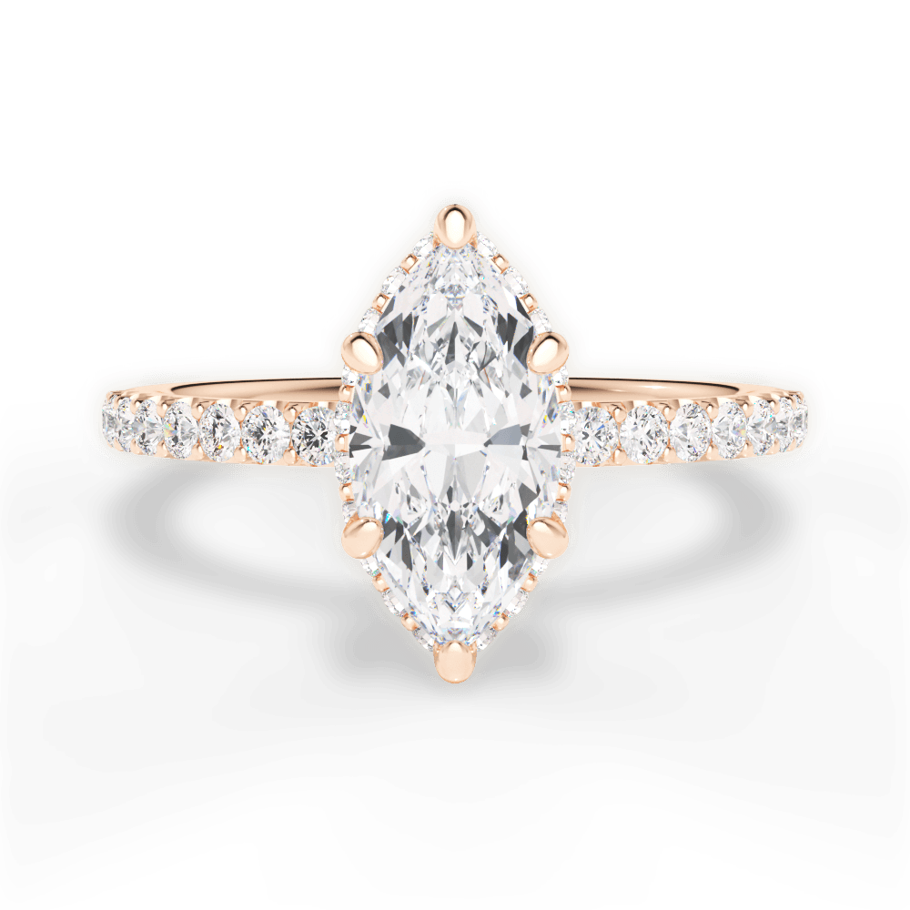 Isabella Marquise Cut Lab Grown Diamond 18Kt Rose Gold Engagement Ring