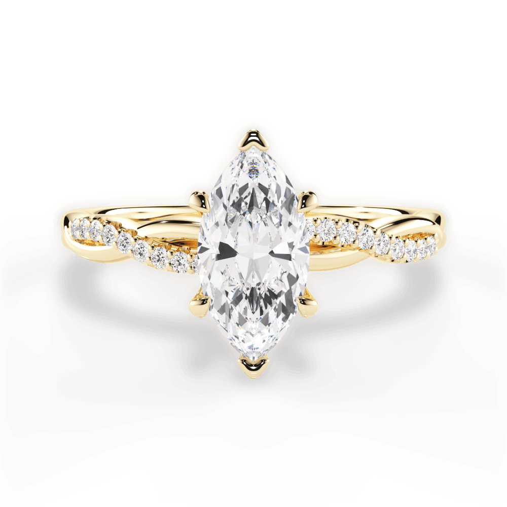Charlotte Marquise Cut Lab Grown Diamond 18Kt Yellow Gold Engagement Ring