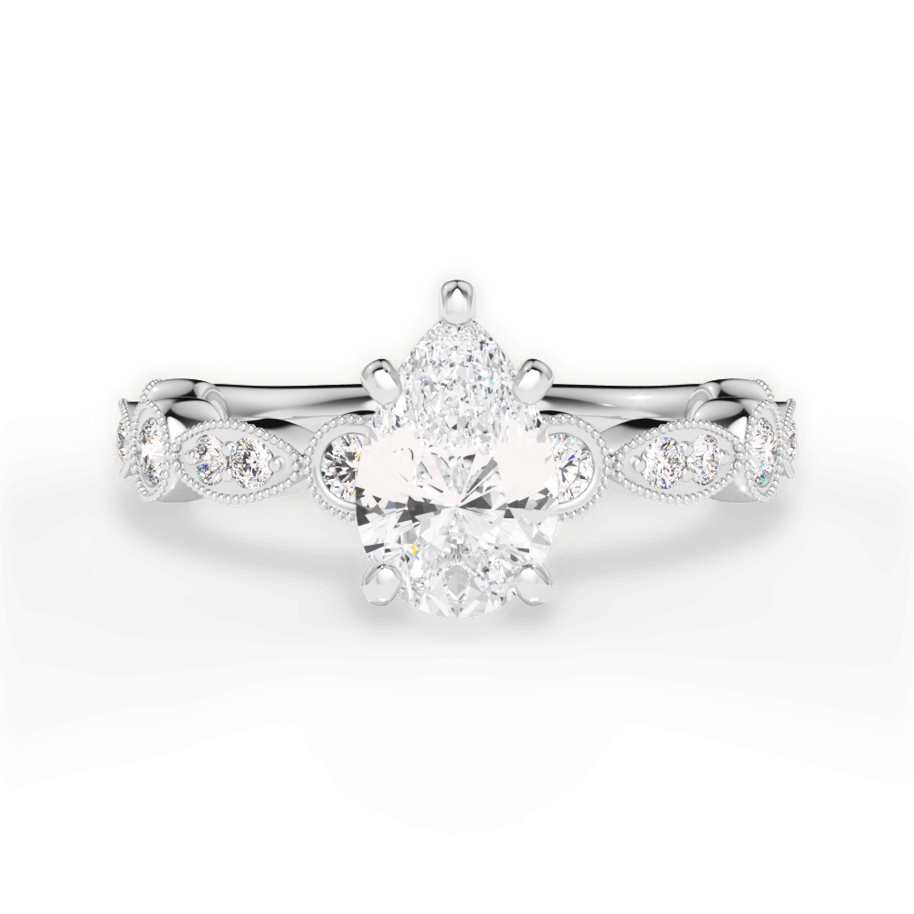 Edith Pear Cut Lab Grown Diamond Platinum Engagement Ring