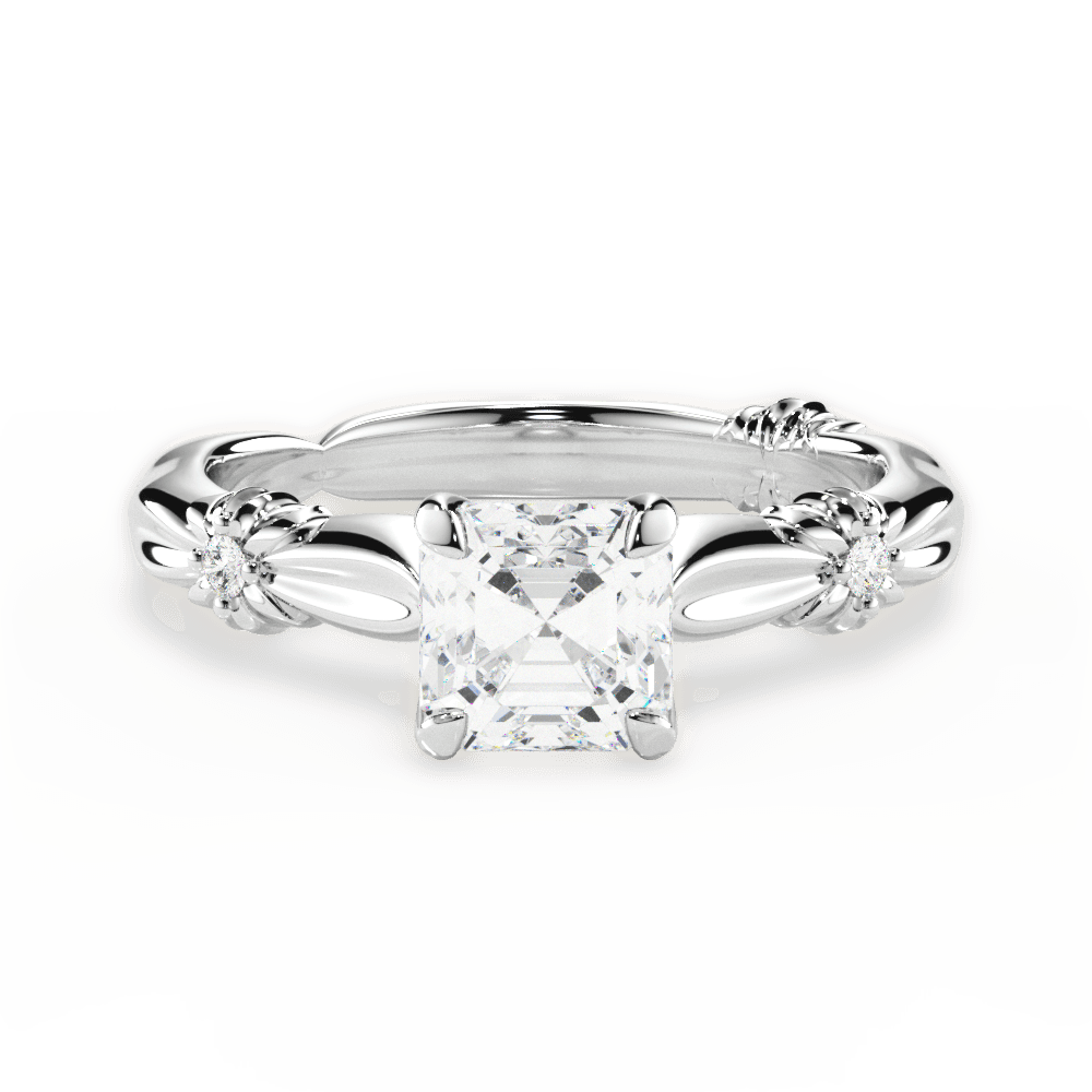 Claire Asscher Cut Lab Grown Diamond 18Kt White Gold Engagement Ring