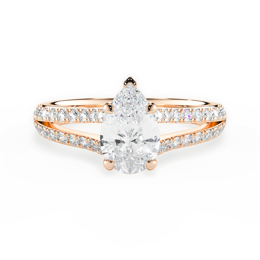 Kendra Pear Cut Lab Grown Diamond 18Kt Rose Gold Engagement Ring