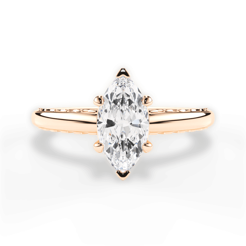 Annette Marquise Cut Lab Grown Diamond 18Kt Rose Gold Engagement Ring