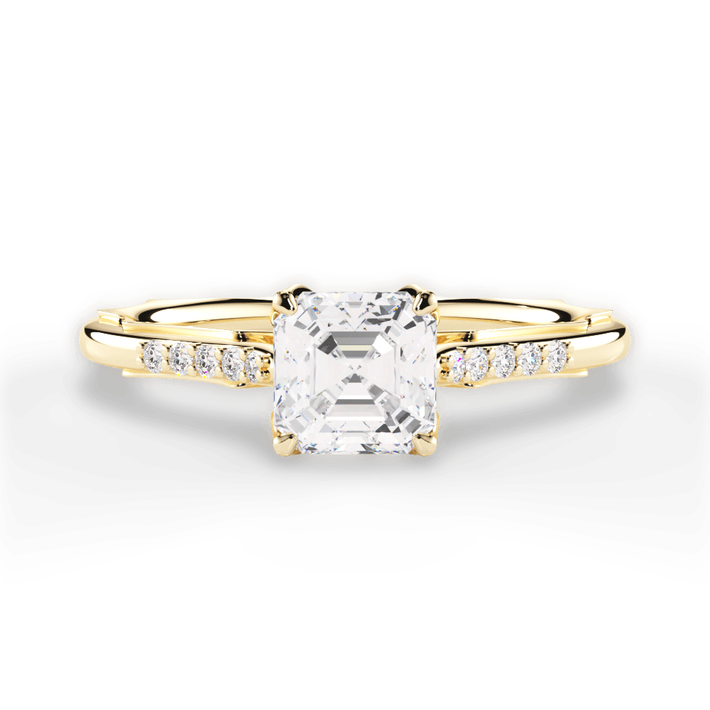 Christina Asscher Cut Lab Grown Diamond 18Kt Yellow Gold Engagement Ring
