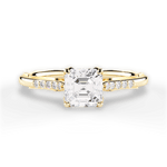 Christina Asscher Cut Lab Grown Diamond 18Kt Yellow Gold Engagement Ring