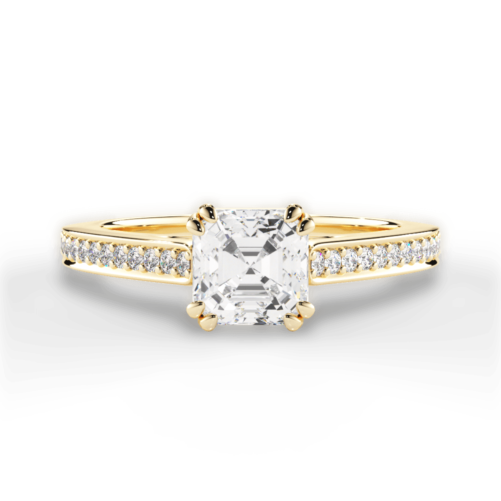 Denise Asscher Cut Lab Grown Diamond 18Kt Yellow Gold Engagement Ring