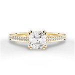 Denise Asscher Cut Lab Grown Diamond 18Kt Yellow Gold Engagement Ring