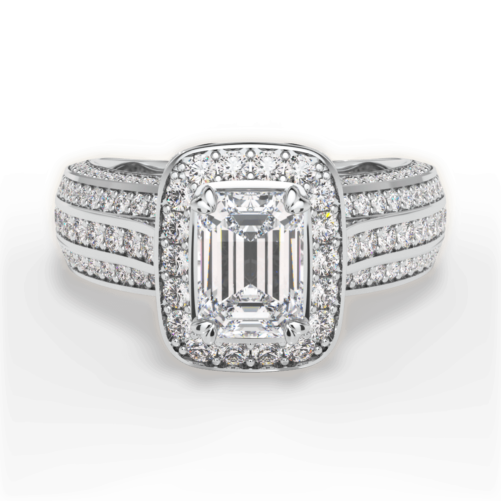 Madison Emerald Cut Lab Grown Diamond Platinum Engagement Ring