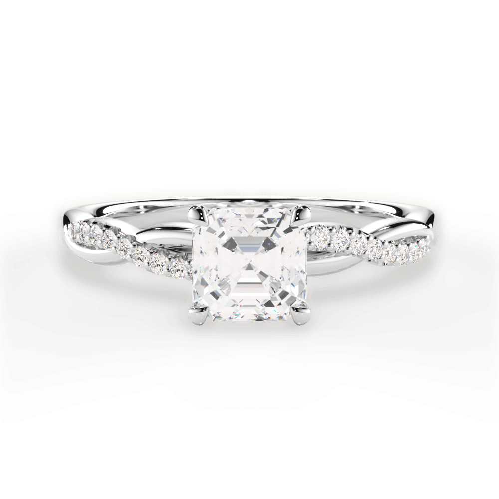 Charlotte Asscher Cut Lab Grown Diamond 18Kt White Gold Engagement Ring