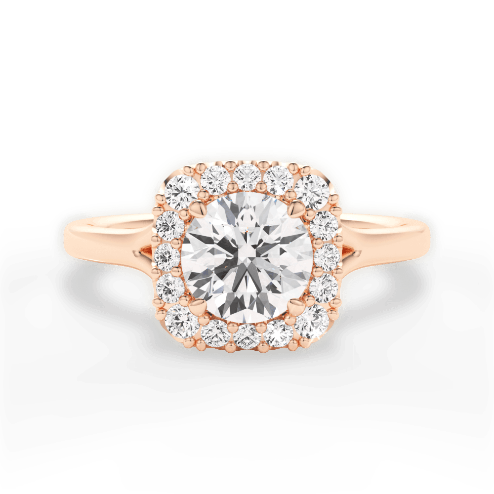 Geneva Round Cut Lab Grown Diamond 18Kt Rose Gold Engagement Ring