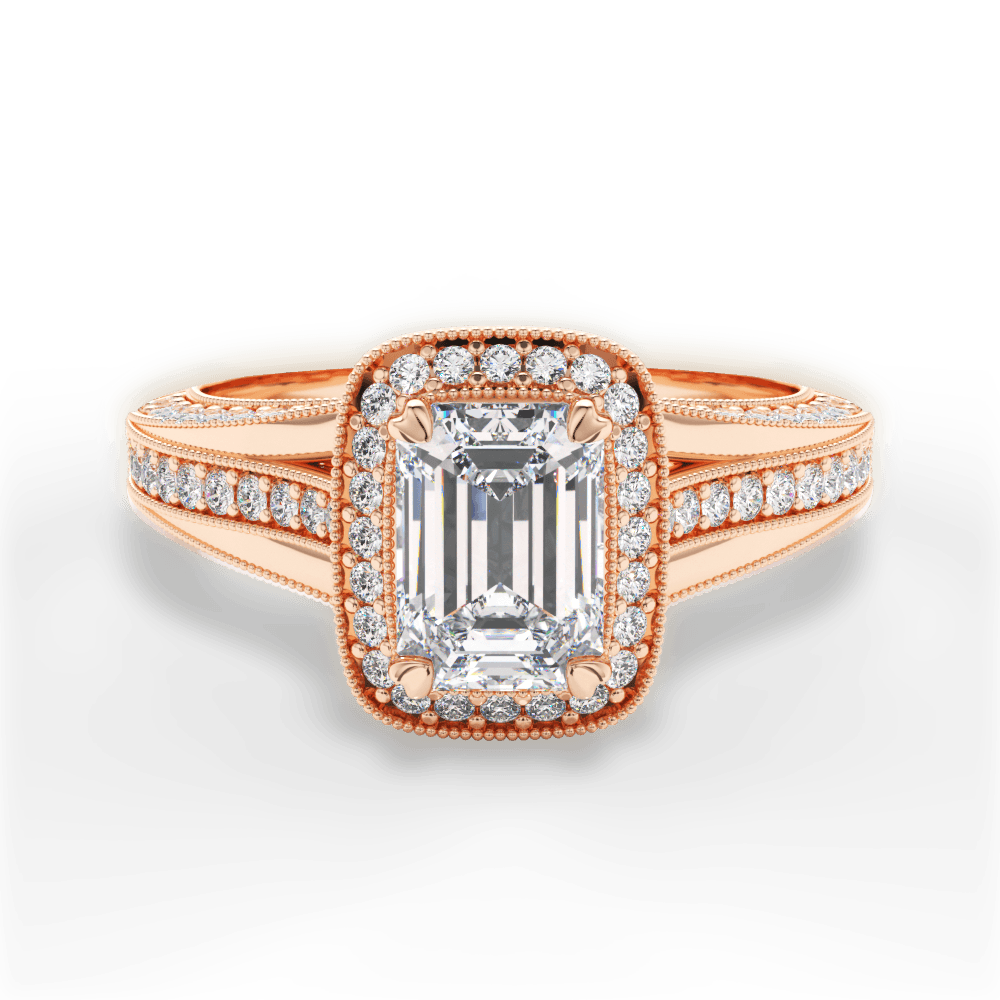 Lillian Emerald Cut Lab Grown Diamond 18Kt Rose Gold Engagement Ring