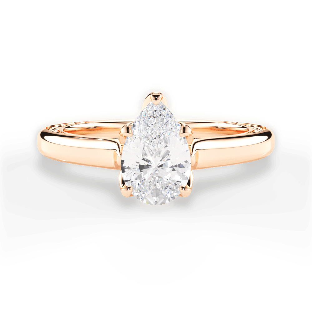 Carrie Pear Cut Lab Grown Diamond 18Kt Rose Gold Engagement Ring