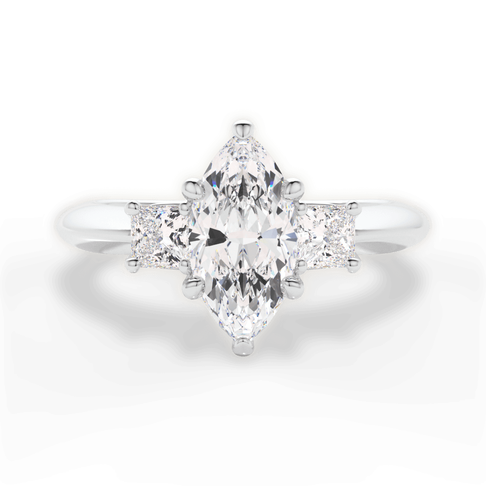 Dorothy Marquise Cut Lab Grown Diamond 14Kt White Gold Engagement Ring