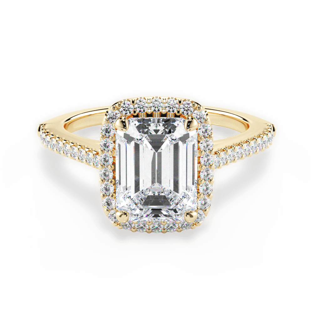 Jeanne Emerald Cut Lab Grown Diamond 18Kt Yellow Gold Engagement Ring