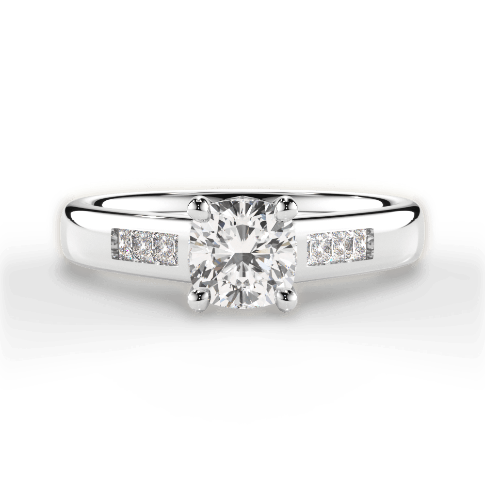 Brittany Cushion Cut Lab Grown Diamond 18Kt White Gold Engagement Ring