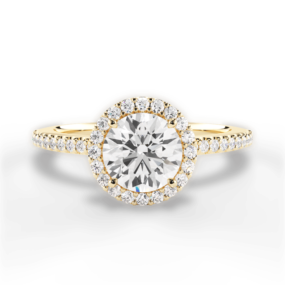 Joanne Round Cut Lab Grown Diamond 18Kt Yellow Gold Engagement Ring