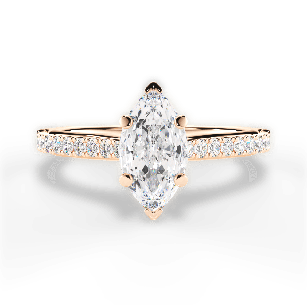 Frances Marquise Cut Lab Grown Diamond 18Kt Rose Gold Engagement Ring