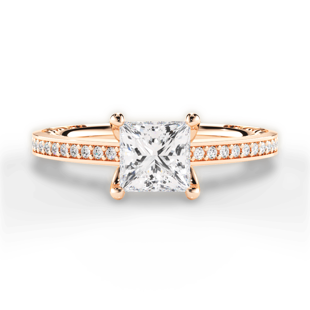 Donna Princess Cut Lab Grown Diamond 18Kt Rose Gold Engagement Ring