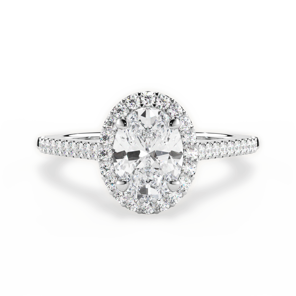 Jeanne Oval Cut Lab Grown Diamond 18Kt White Gold Engagement Ring