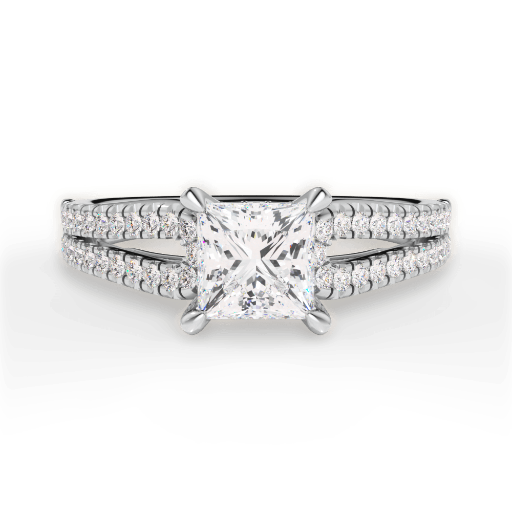 Jessica Princess Cut Lab Grown Diamond 18Kt White Gold Engagement Ring