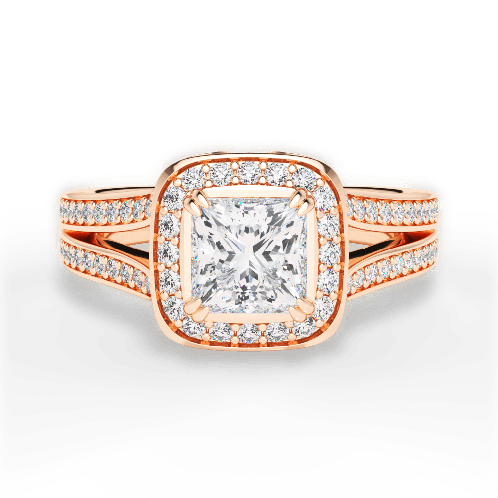 Mackenzie Princess Cut Lab Grown Diamond 18Kt Rose Gold Engagement Ring