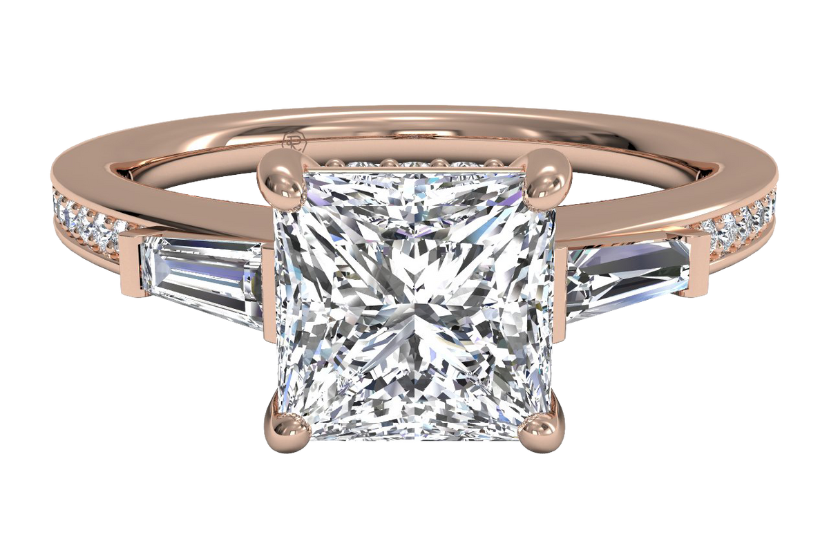 Katie Princess Cut Lab Grown Diamond 18Kt Rose Gold Engagement Ring