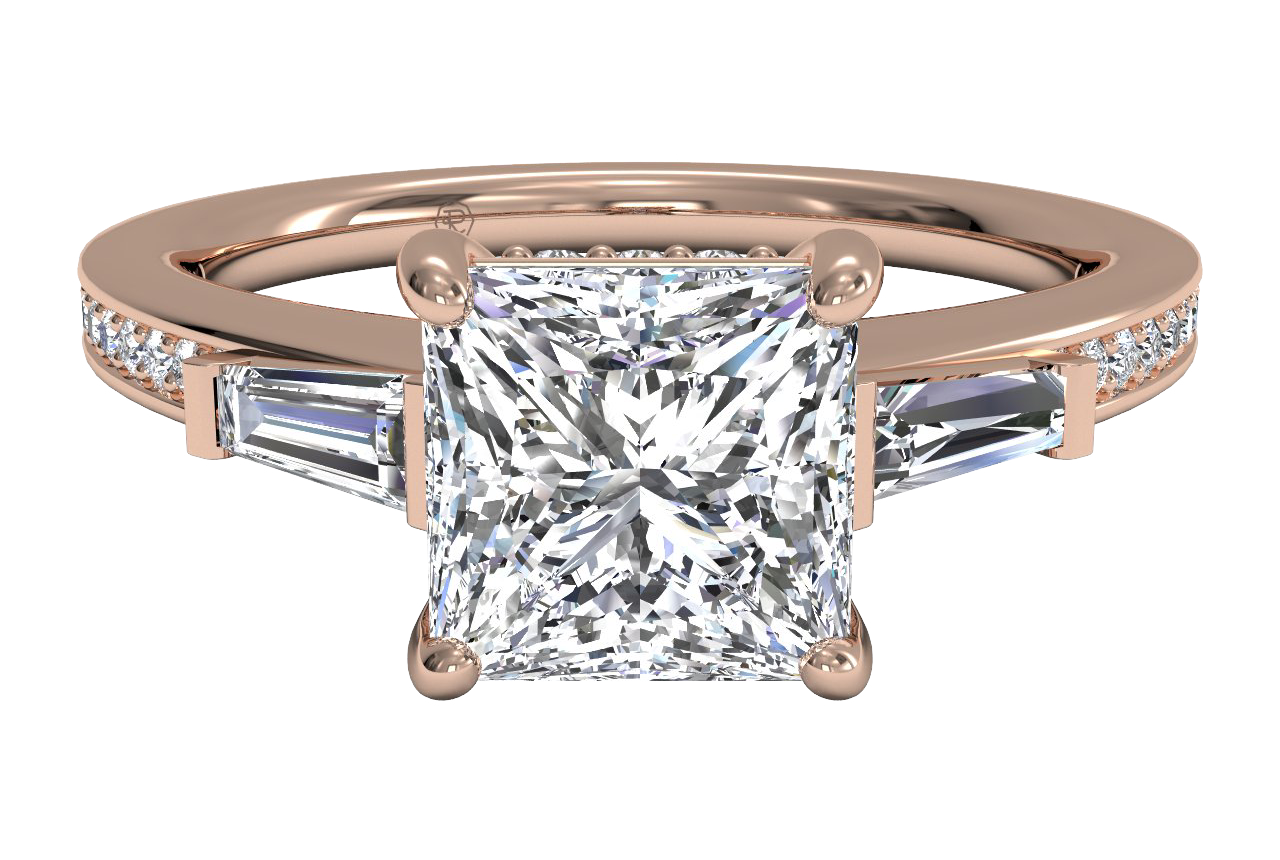 Katie Princess Cut Lab Grown Diamond 18Kt Rose Gold Engagement Ring