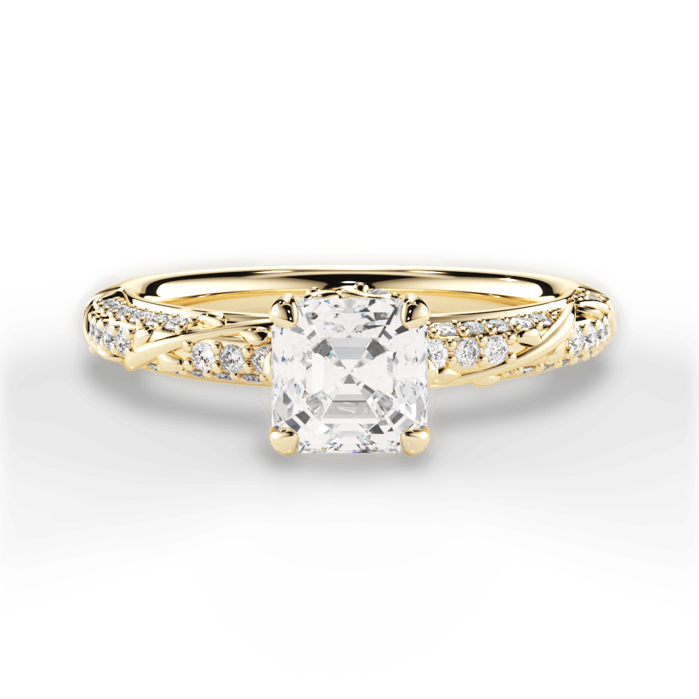 Josephine Asscher Cut Lab Grown Diamond 18Kt Yellow Gold Engagement Ring