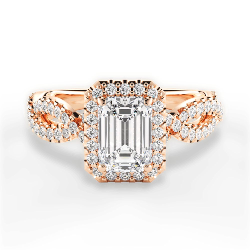 Latoya Emerald Cut Lab Grown Diamond 18Kt Rose Gold Engagement Ring