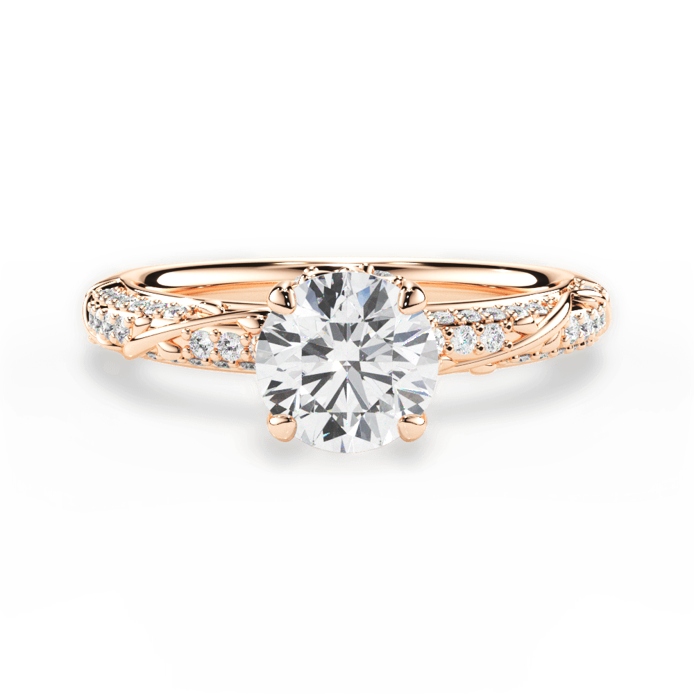 Josephine Round Cut Lab Grown Diamond 18Kt Rose Gold Engagement Ring