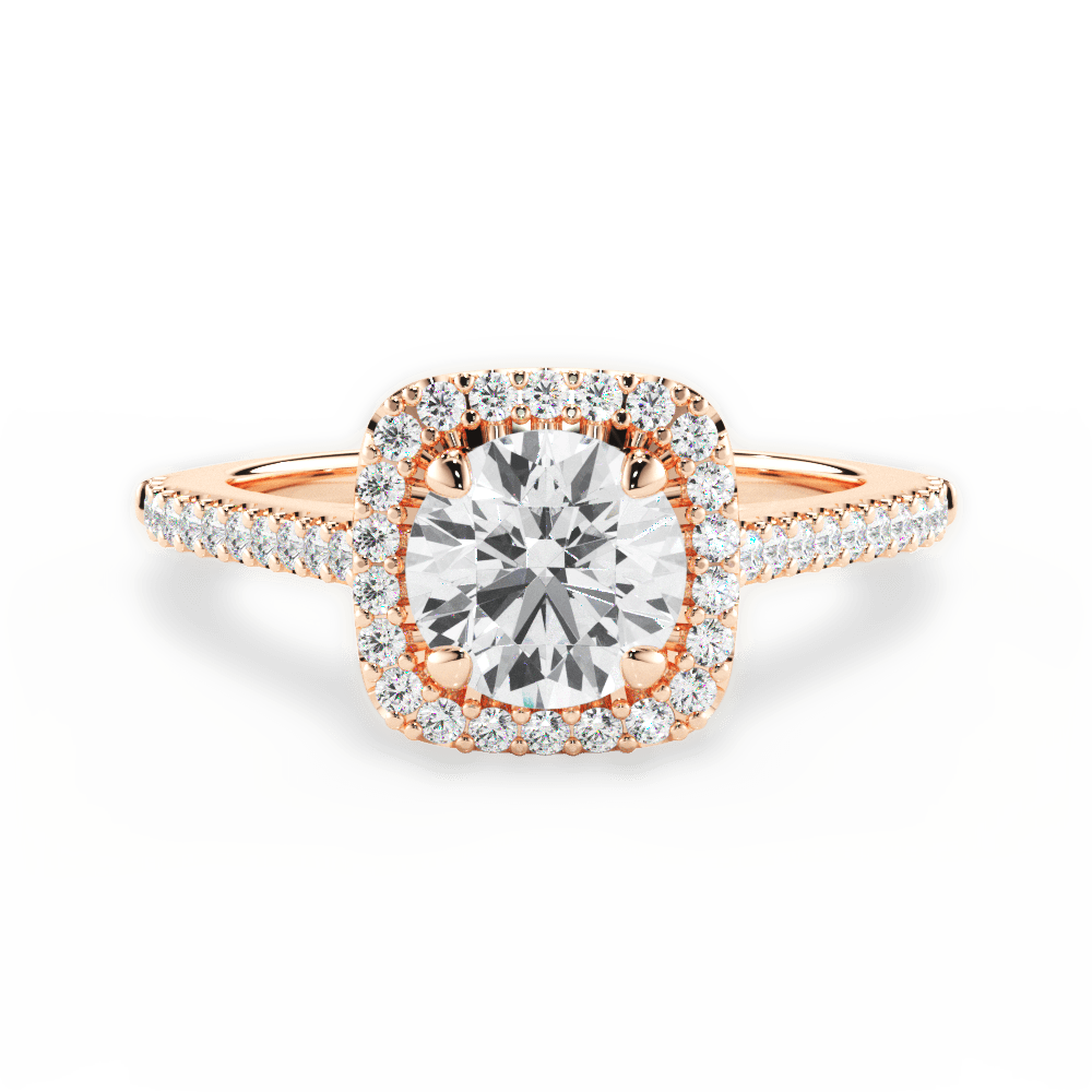Jeanne Round Cut Lab Grown Diamond 18Kt Rose Gold Engagement Ring