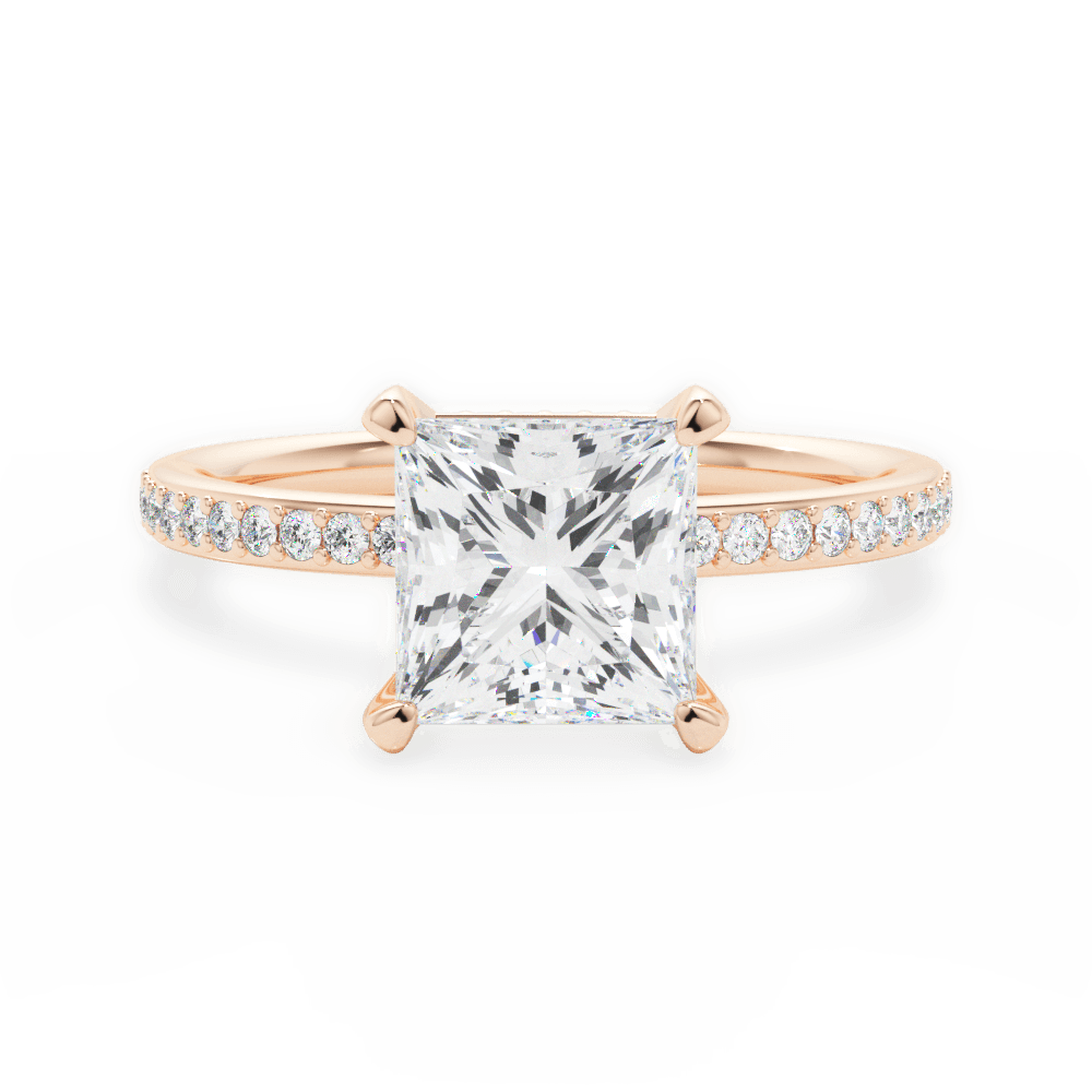Janice Princess Cut Lab Grown Diamond 18Kt Rose Gold Engagement Ring