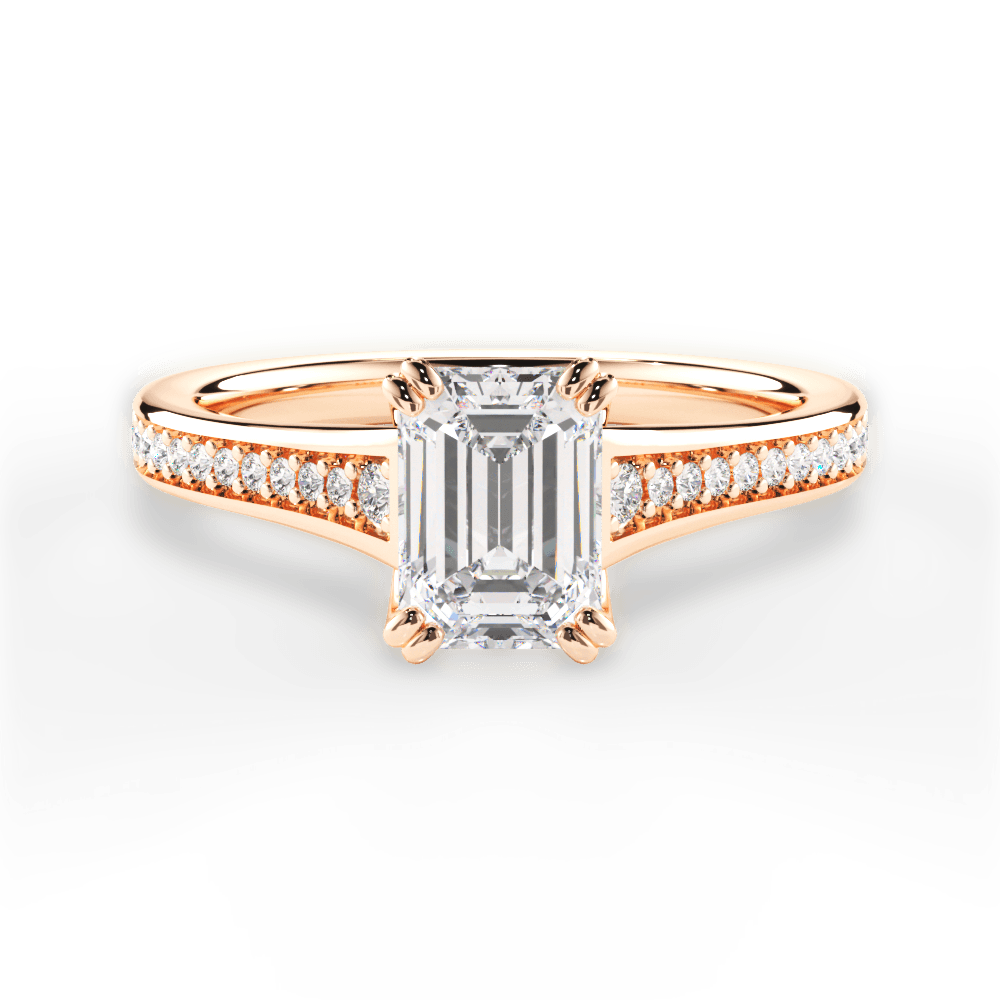 Delia Emerald Cut Lab Grown Diamond 18Kt Rose Gold Engagement Ring