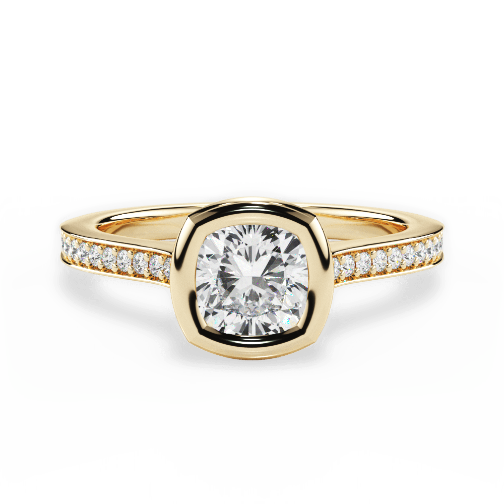 Deanna Cushion Cut Lab Grown Diamond 18Kt Yellow Gold Engagement Ring