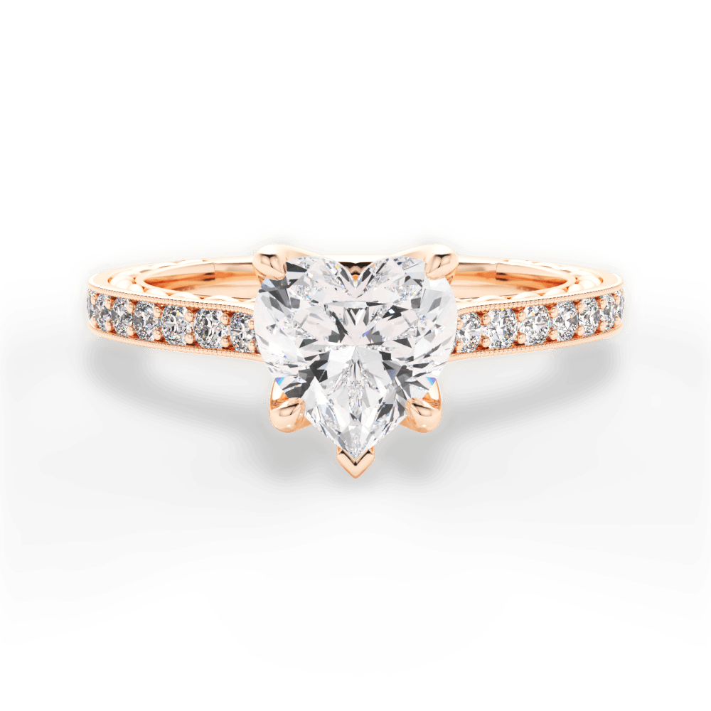 Gilda Heart Cut Lab Grown Diamond 18Kt Rose Gold Engagement Ring