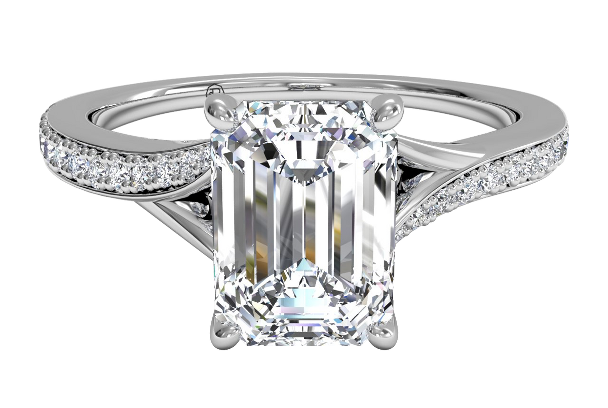 Elise Emerald Cut Lab Grown Diamond 18Kt White Gold Engagement Ring