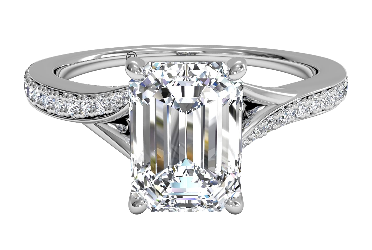 Elise Emerald Cut Lab Grown Diamond 18Kt White Gold Engagement Ring