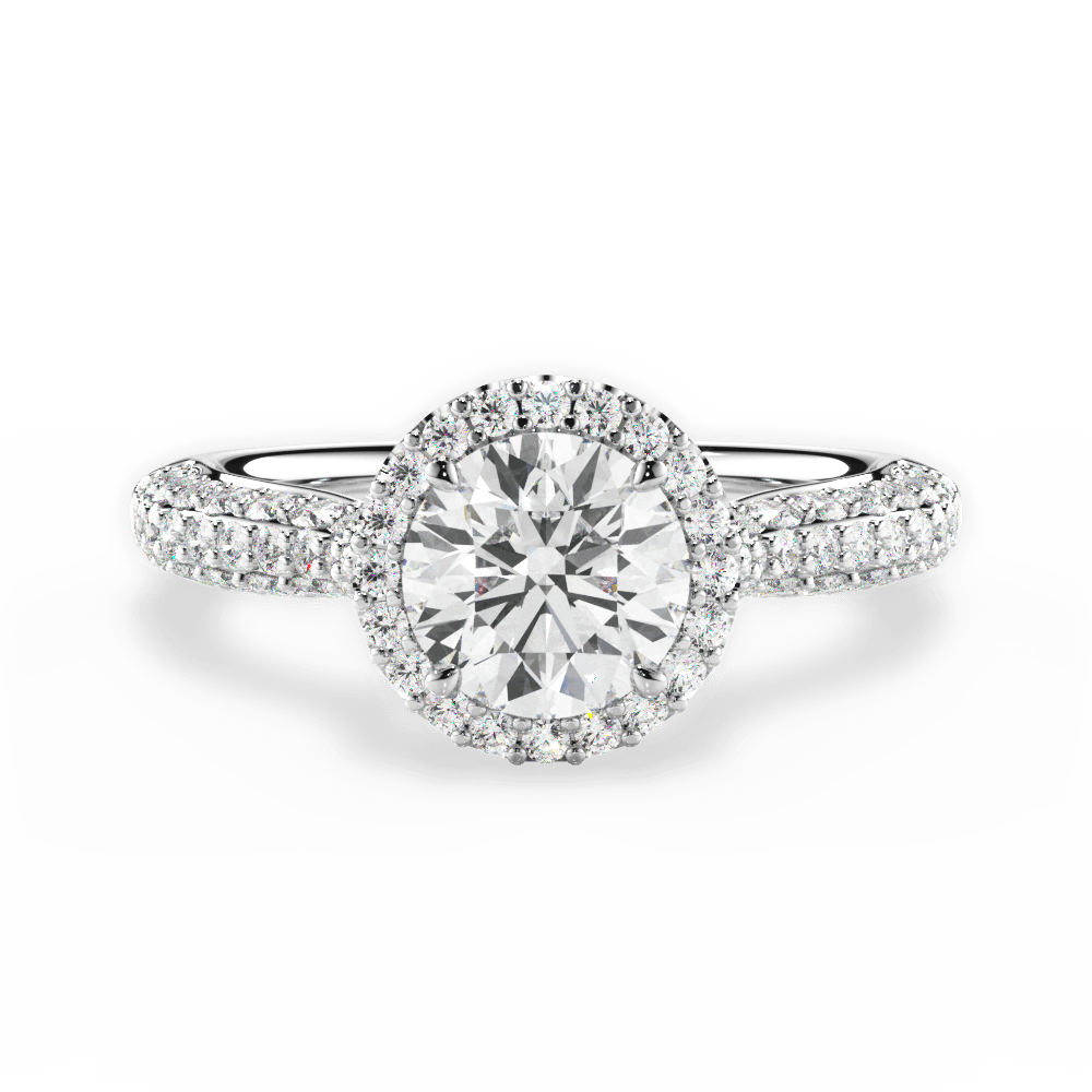 Lucy Round Cut Lab Grown Diamond 18Kt White Gold Engagement Ring