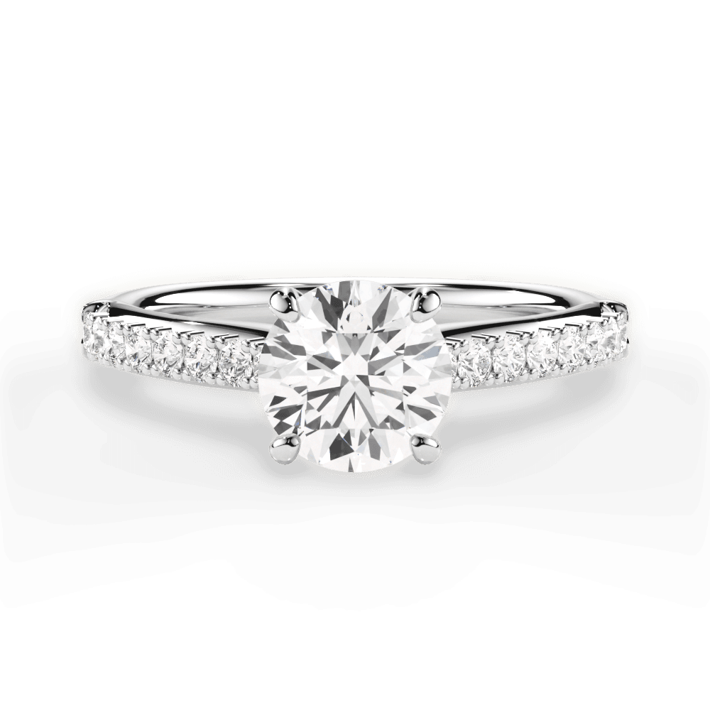 Elizabeth Round Cut Lab Grown Diamond 18Kt White Gold Engagement Ring
