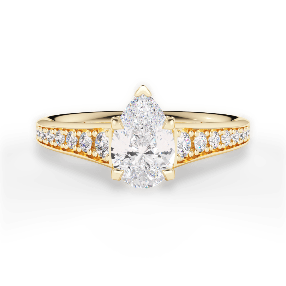 Leslie Pear Cut Lab Grown Diamond 18Kt Yellow Gold Engagement Ring